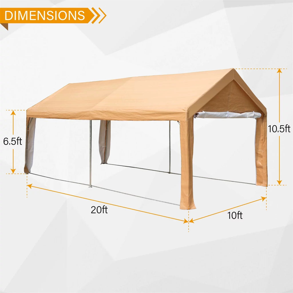 Heavy Duty Carport Canopy for Car Boat Shelter with Removable Sidewalls and Doors X7234