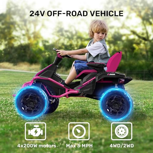 24V 4x4 Ride On Toy for Big Kids, 4x200W Motors, 5MPH, Parent Remote, Wide Seat, Green X884766