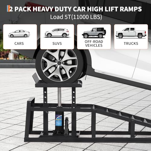 Hydraulic Car and Truck Service Ramps, 5 Ton Capacity, Adjustable Height M5181