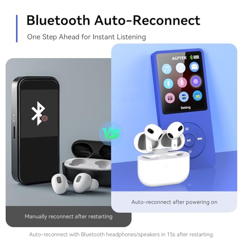 MP3 Player with Bluetooth 5.3, 1.8 Inch Screen, FM Radio, Voice Recorder O744186