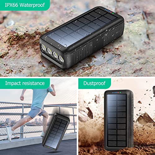 Solar Charger Power Bank 63200mAh Portable Dual Outputs Flashlight K2447