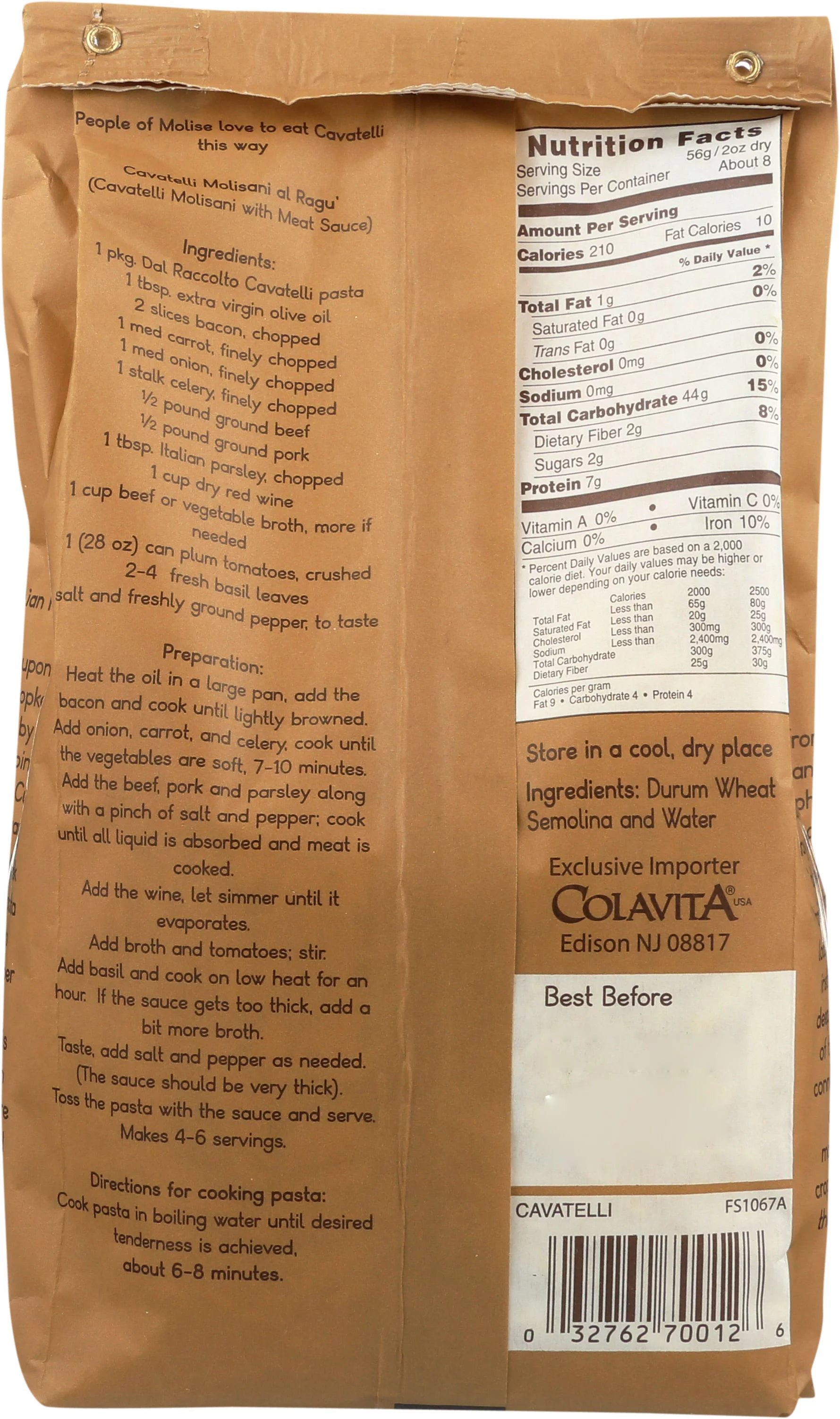 Cavatelli Molisani Italian Pasta, 1 Pound Bag (4 Pack) E346612