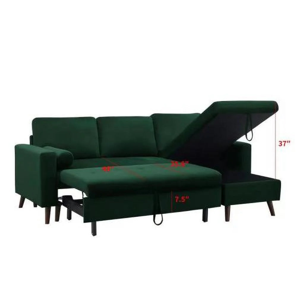 Reversible Pull Out Sleeper Sectional Sofa Bed with Storage Chaise Q784