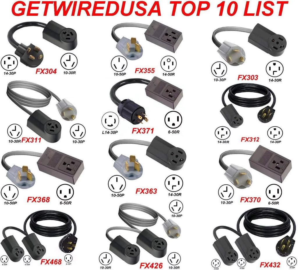 NEMA 10-30R Dryer Adapter Cord, 3-Pin Plug to 3-Prong Receptacle P123662