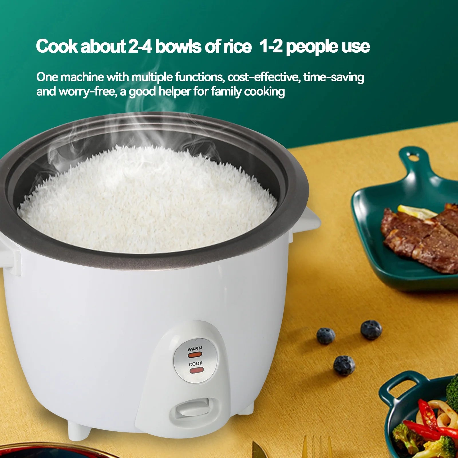 Portable Rice Cooker for Travel, Mini 2L Electric Multifunctional R497