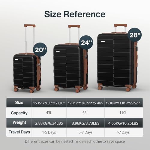 3 Piece Hardside Expandable Luggage Set with TSA Lock Spinner Wheels L24758