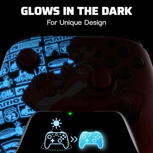 Wireless Controller for Nintendo Switch, Glows in the Dark, Rechargeable Battery E2669