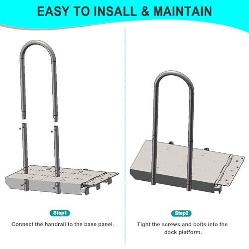 Boat Boarding Platform with Handrail, Folding Dock Step M3596