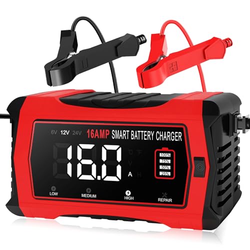 12V 24V 16-Amp Smart Battery Charger for Car Truck Boat Marine D264