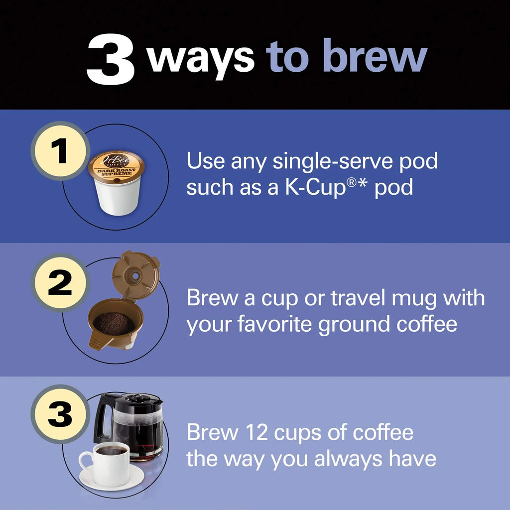 2-Way Coffee Maker, Single Serve & 12-Cup Pot, Black R930175