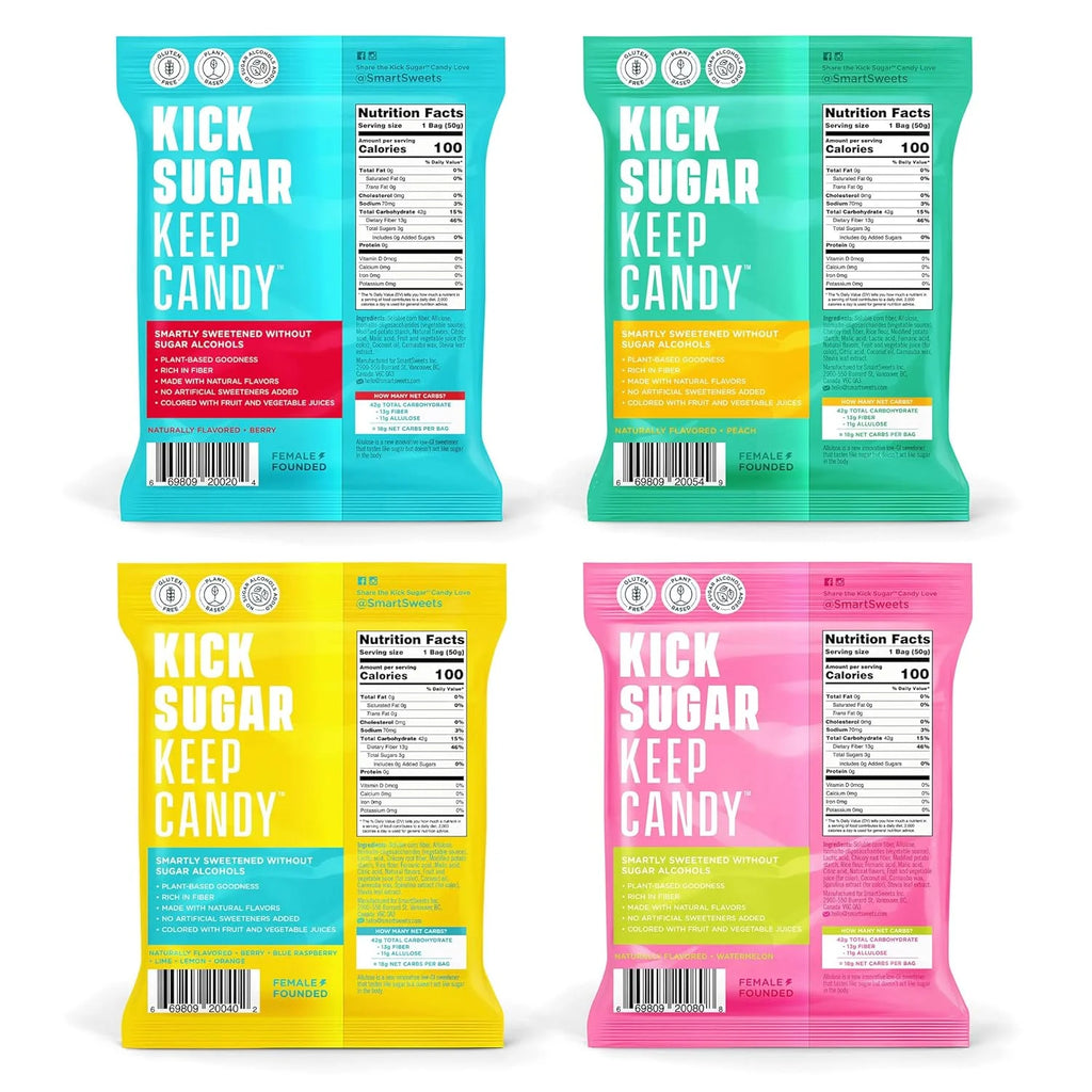 Low Sugar Candy Variety Pack, Sweet Fish, Sourmelon Bites, Peach Rings, 1.8oz (Pack of 8) C99577