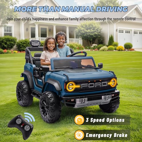 2 Seater Ride On Car for Kids, 24v Electric Truck with Remote Control, Blue V213