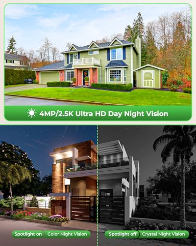 Solar Security Cameras Wireless Outdoor with 10" Monitor, 2K Color Night Vision, 2-Way Audio R5350