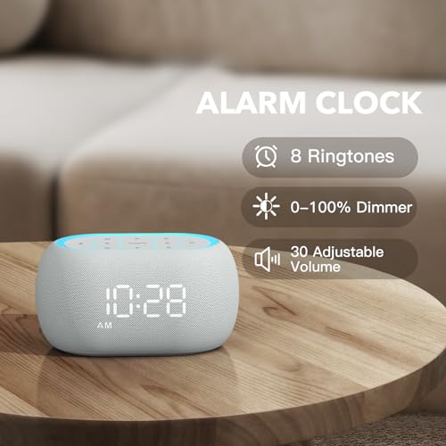White Noise Sound Machine Alarm Clock with Bluetooth Speaker G270
