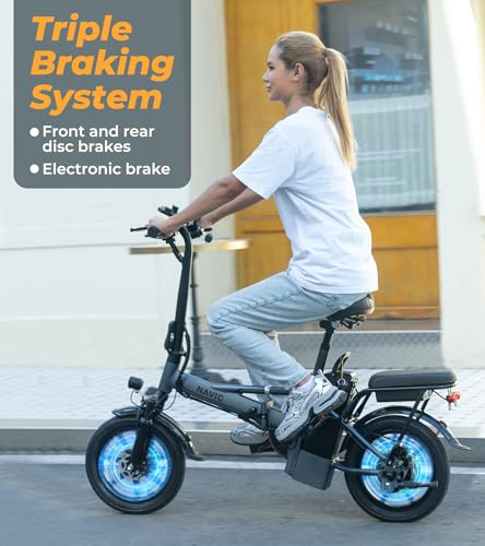 Electric Bike for Adults, 14'' Folding Ebike, 750W Peak, Removable Battery, 22mph, 40 Miles Range A312