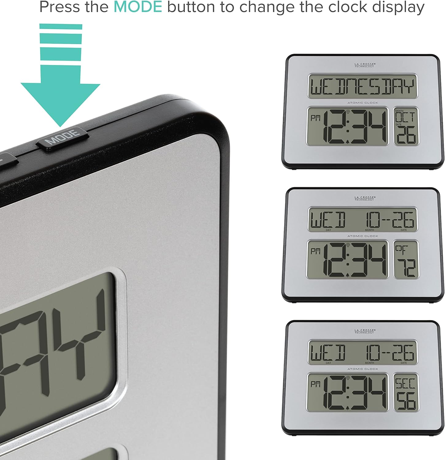 Atomic Full Calendar Clock with Extra Large Digits Z665390