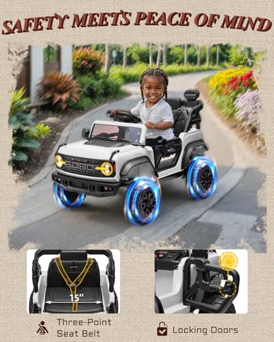 24V Ride on Car for Big Kids, 2 Seater with Remote Control, 4-Wheeler Suspension, 3 Speeds, LED Lights D981