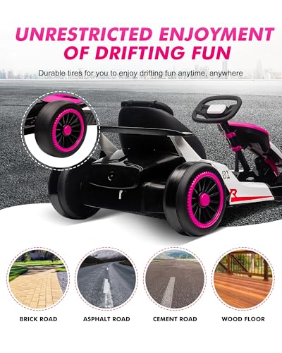 Kids Electric Drift Go Kart, 2-Speed, Max Load 110lbs, Red J335