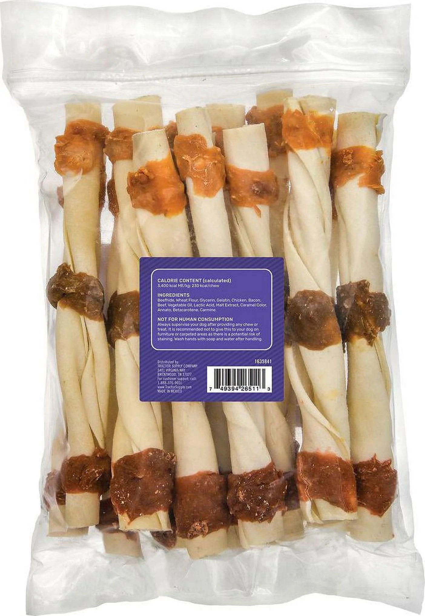 Large Rawhide Dog Chew Treats, Pork, Chicken and Beef, 14 ct. A8518