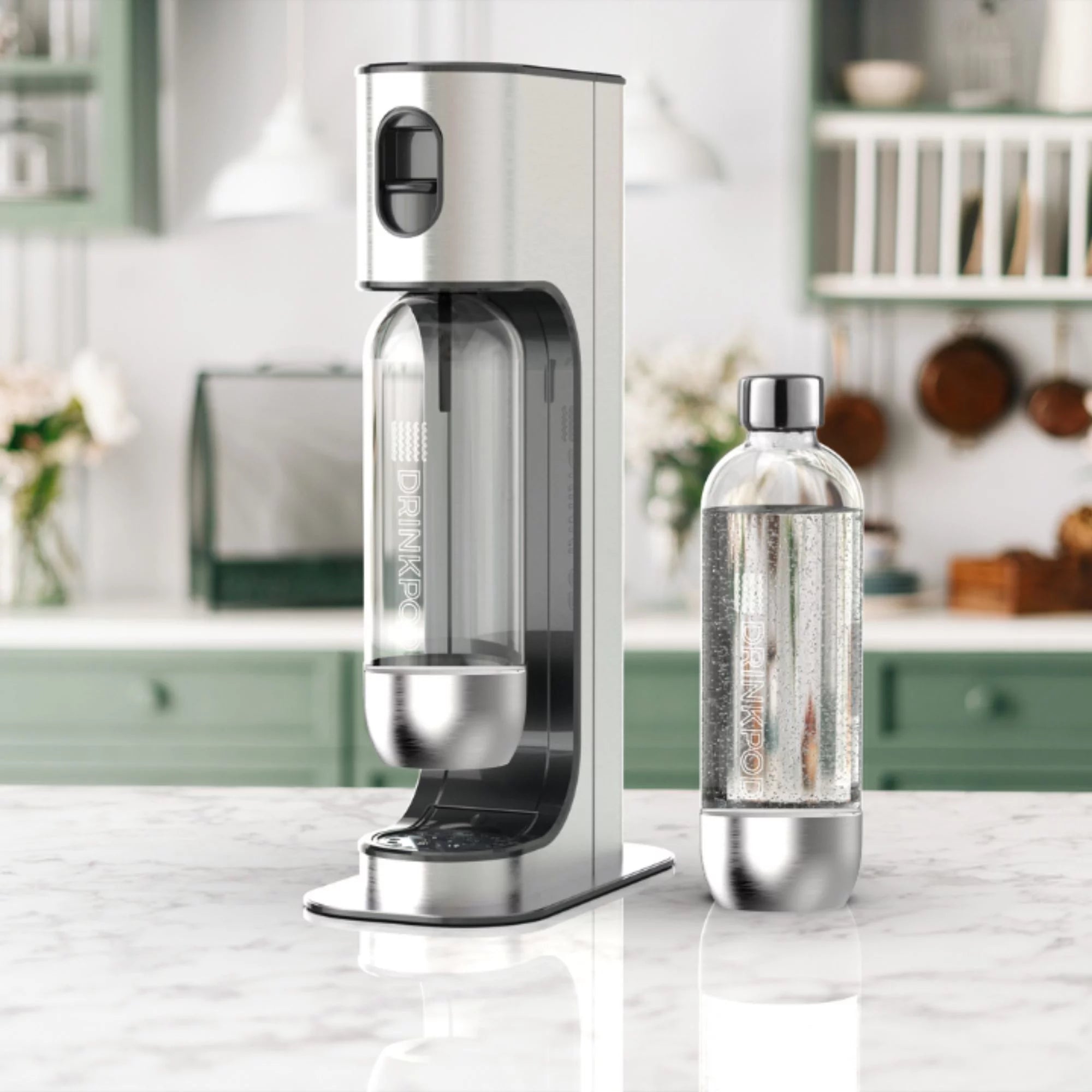Stainless Steel Sparkling Water Machine with CO2 Cylinder and 3 Bottles U246828