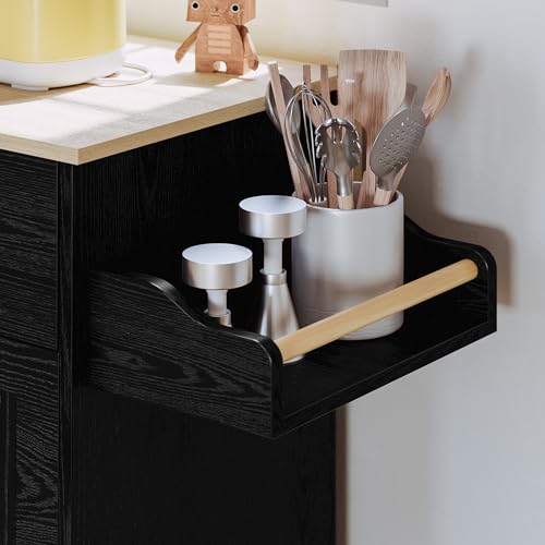 Kitchen Island with Storage, Rolling Cart with Drop Leaf and Charging Station H331