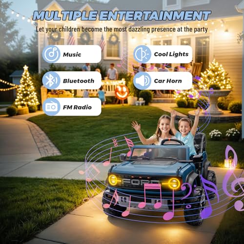 2 Seater Ride On Car for Kids, 24v Electric Truck with Remote Control, Blue V213