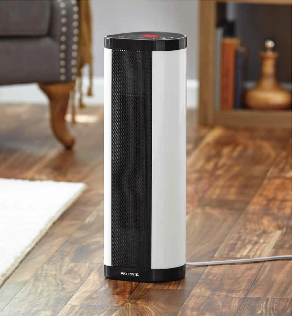 22" 1500W Ceramic Tower Space Heater with Remote, White Y6147