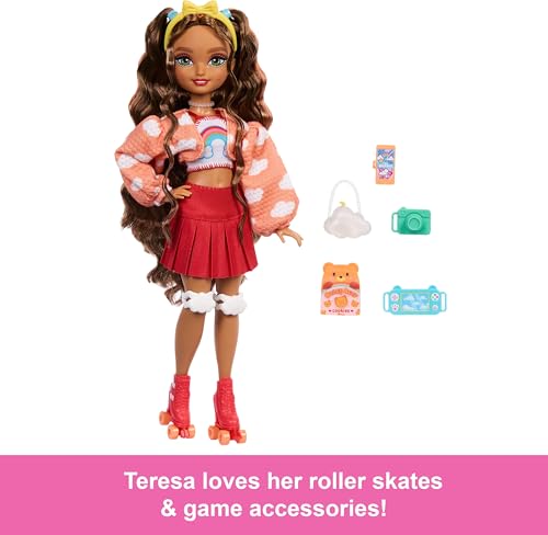 Renee Posable Roller Skating Fashion Doll with Black Hair and Accessories E10644