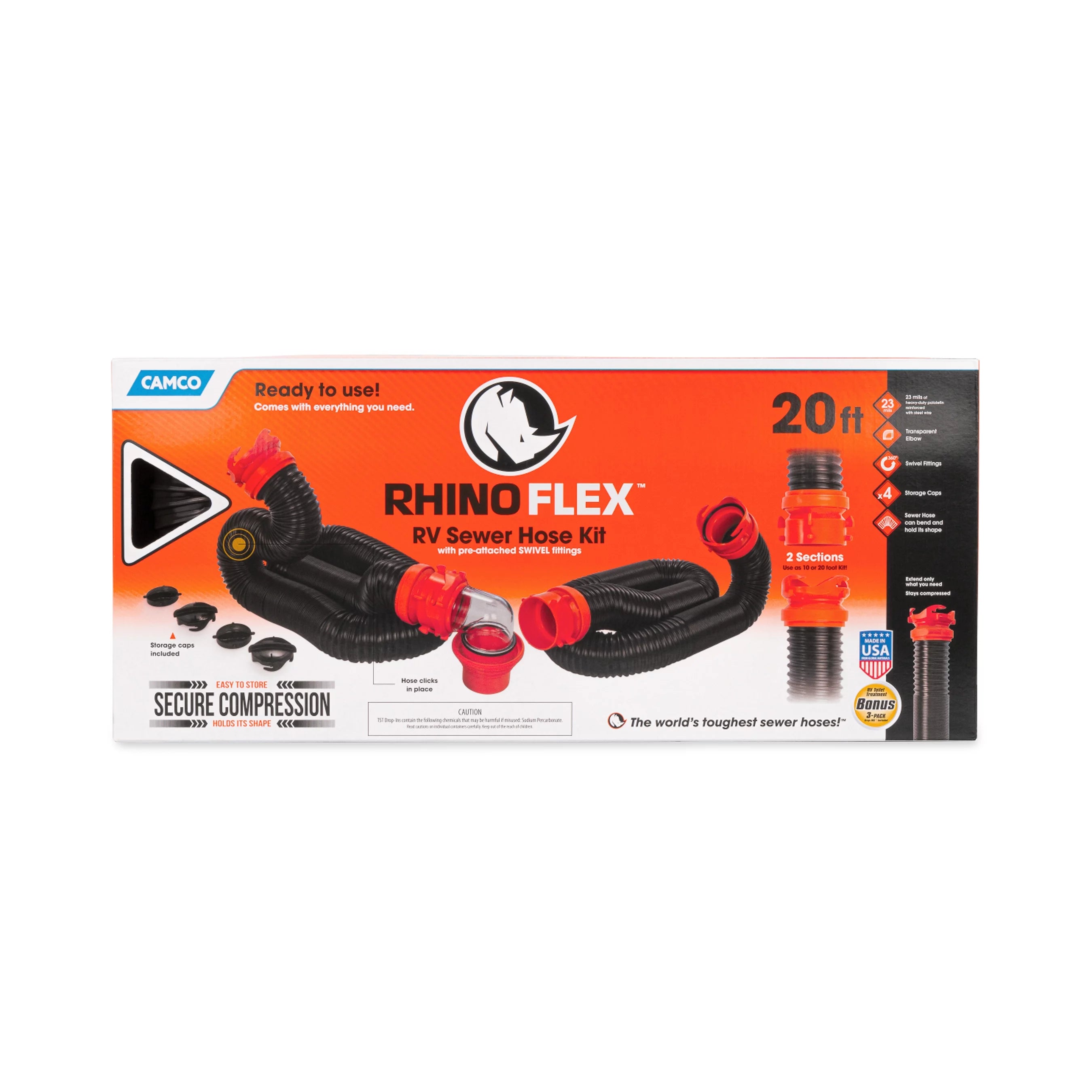 RV Sewer Hose Kit 20-Foot Polyolefin X799813
