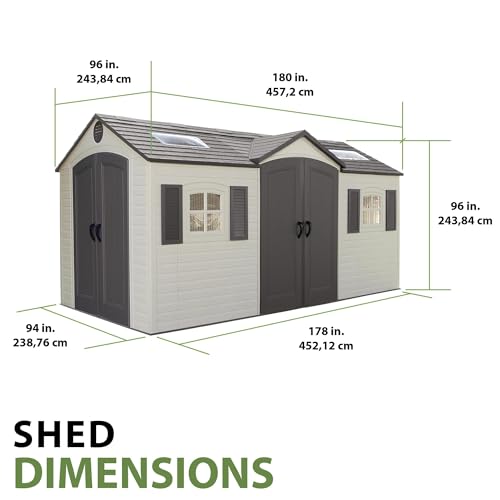 Outdoor Storage Shed, 15 x 8 ft, Dual Entry Z43758