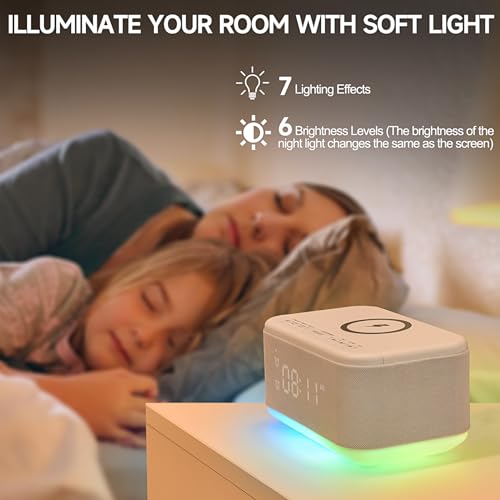 Wireless Charging Alarm Clock Speaker with Bluetooth, Dimmable Night Light K3994