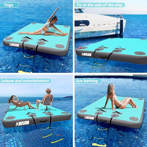 Inflatable Floating Dock Platform with Non-Slip Surface for Pool Beach Ocean B86969