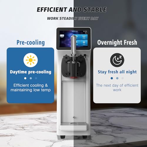 Soft Serve Ice Cream Machine 1000W Single Flavor with Pre-cooling and Auto Clean E40282