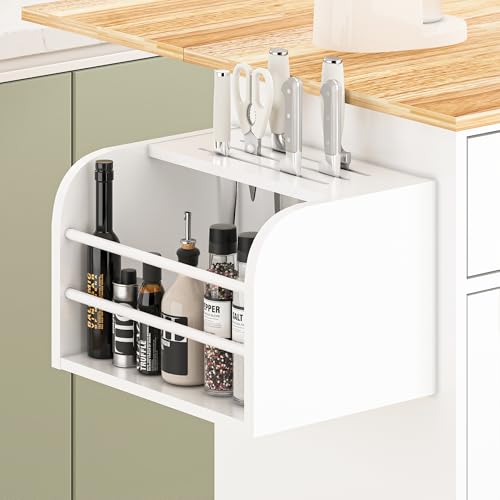 Movable Kitchen Island with Drop Leaf and Power Outlet Y932