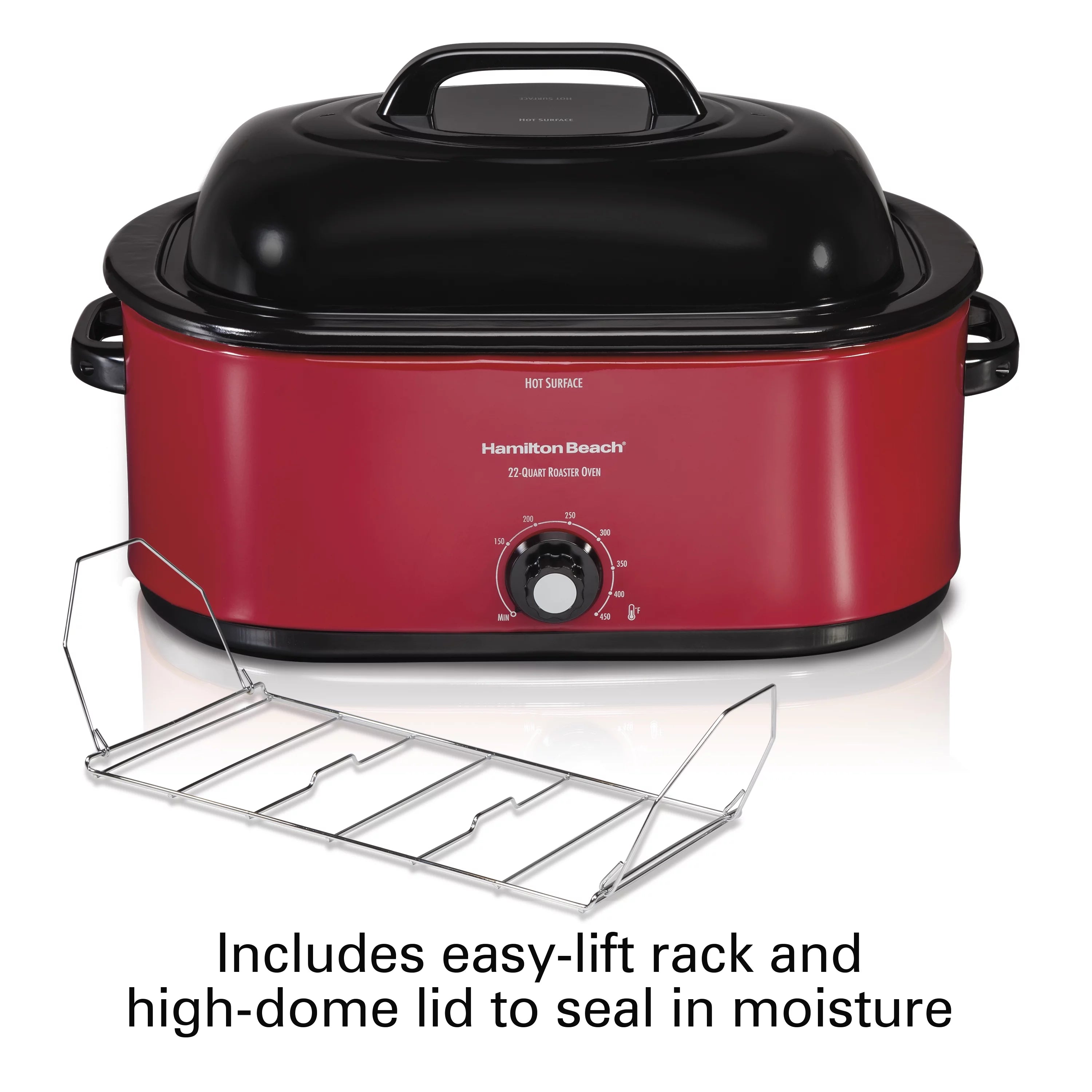 22 Quart Roaster Oven, Fits 28 lb Turkey, Red V2349