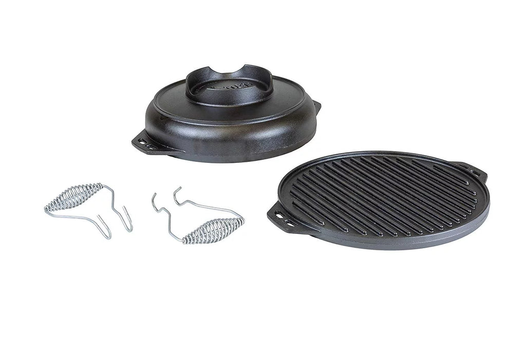 Cast Iron Cookware Set with Reversible Grill Griddle and Wok T654