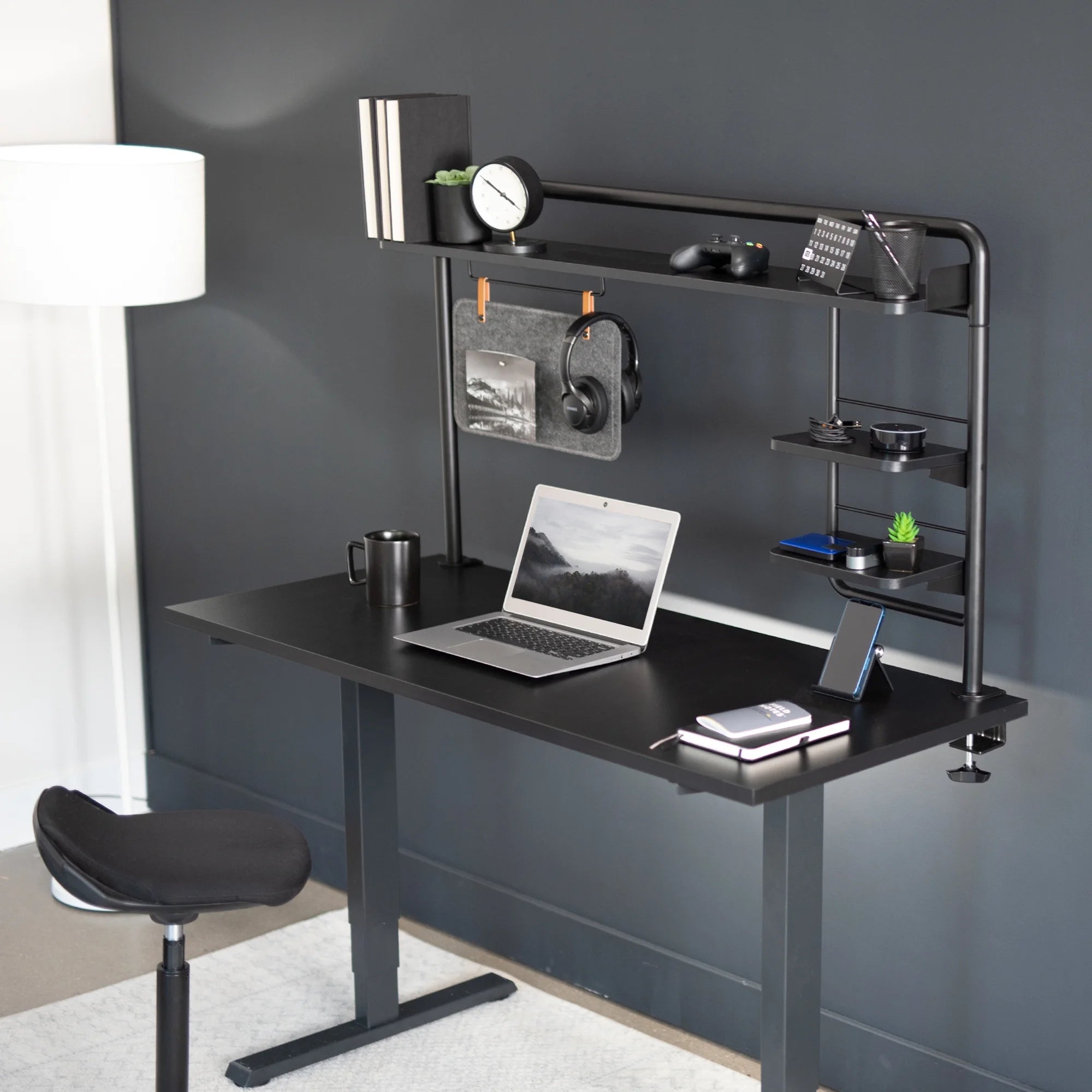 Clamp-on Desktop Shelving System with Magnetic Memo Board B139848