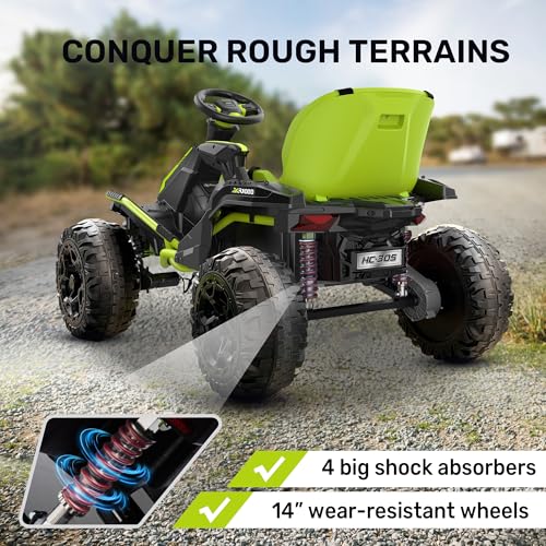 24V 4x4 Ride On Toy for Big Kids, 4x200W Motors, 5MPH, Parent Remote, Wide Seat, Green X884766