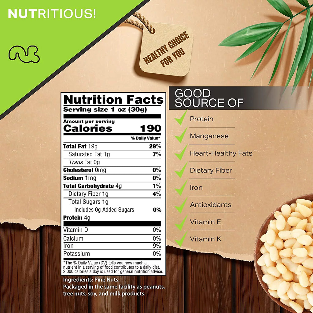 Raw Pine Nuts, Kosher, Vegan, 16oz K566