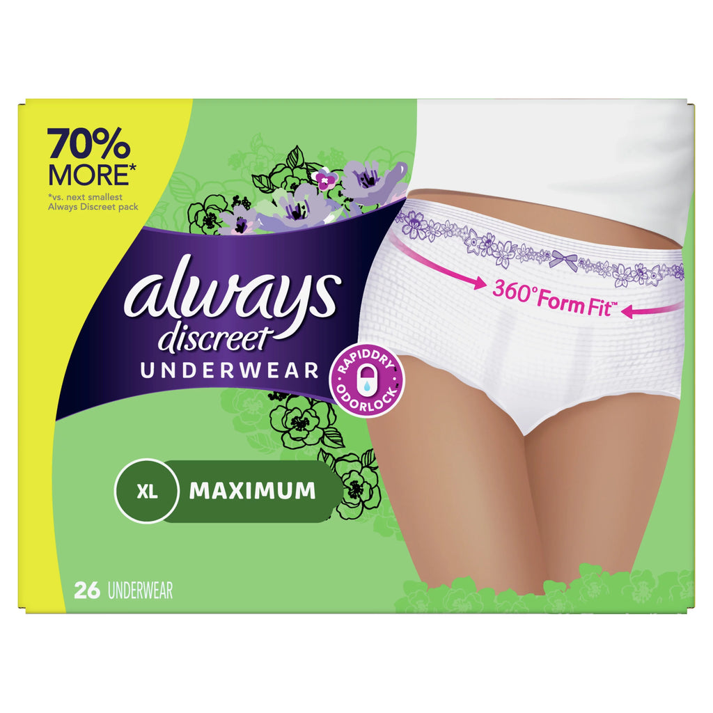 Postpartum Incontinence Underwear for Women, Maximum, XL, 26 Ct O6440