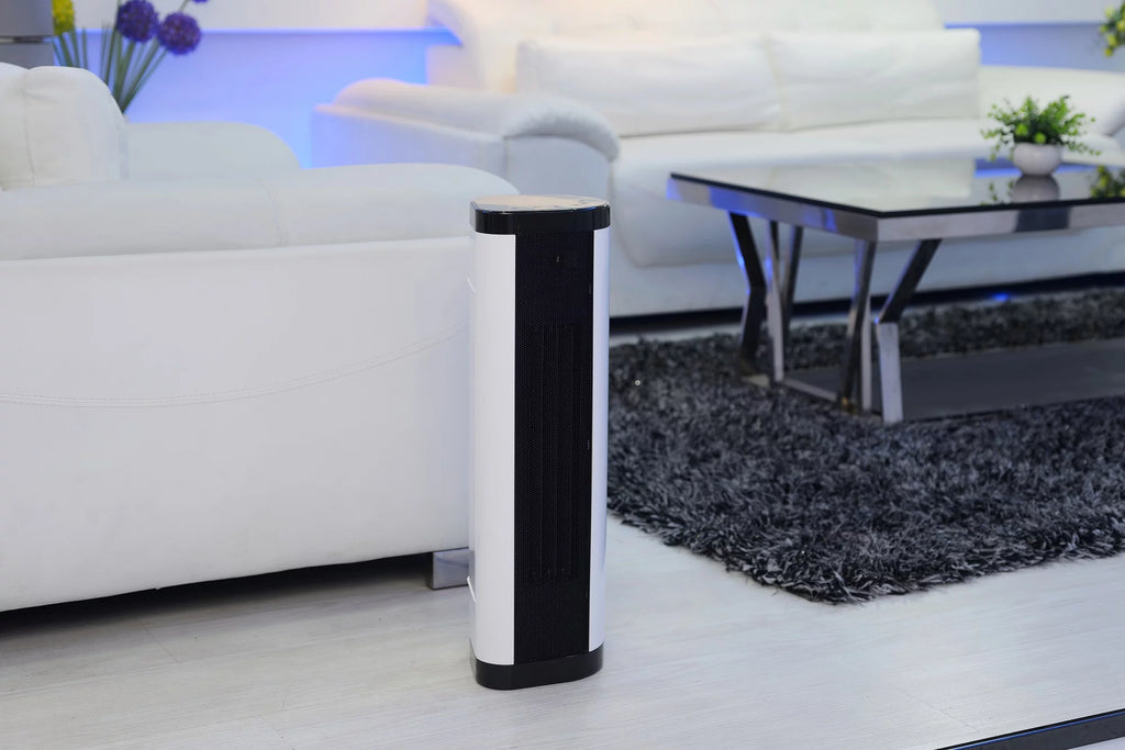 22" 1500W Ceramic Tower Space Heater with Remote, White Y6147
