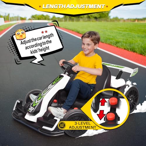24V Kids Go Kart 300W Electric Drift Kart Outdoor Race Toy with 2X150W Motor, 7AH Battery K12878
