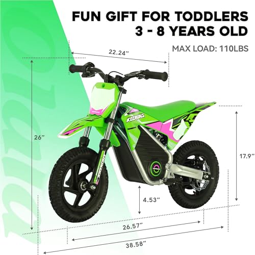 Electric Dirt Bike for Kids Aged 4-8, 350W Brushless Motor, 14'' Off-Road Tires, Blue Y255