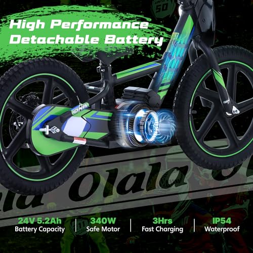 Electric Dirt Bike for Kids Aged 3-6, 170W Motor, 24V Battery, 12IN Tires J8048
