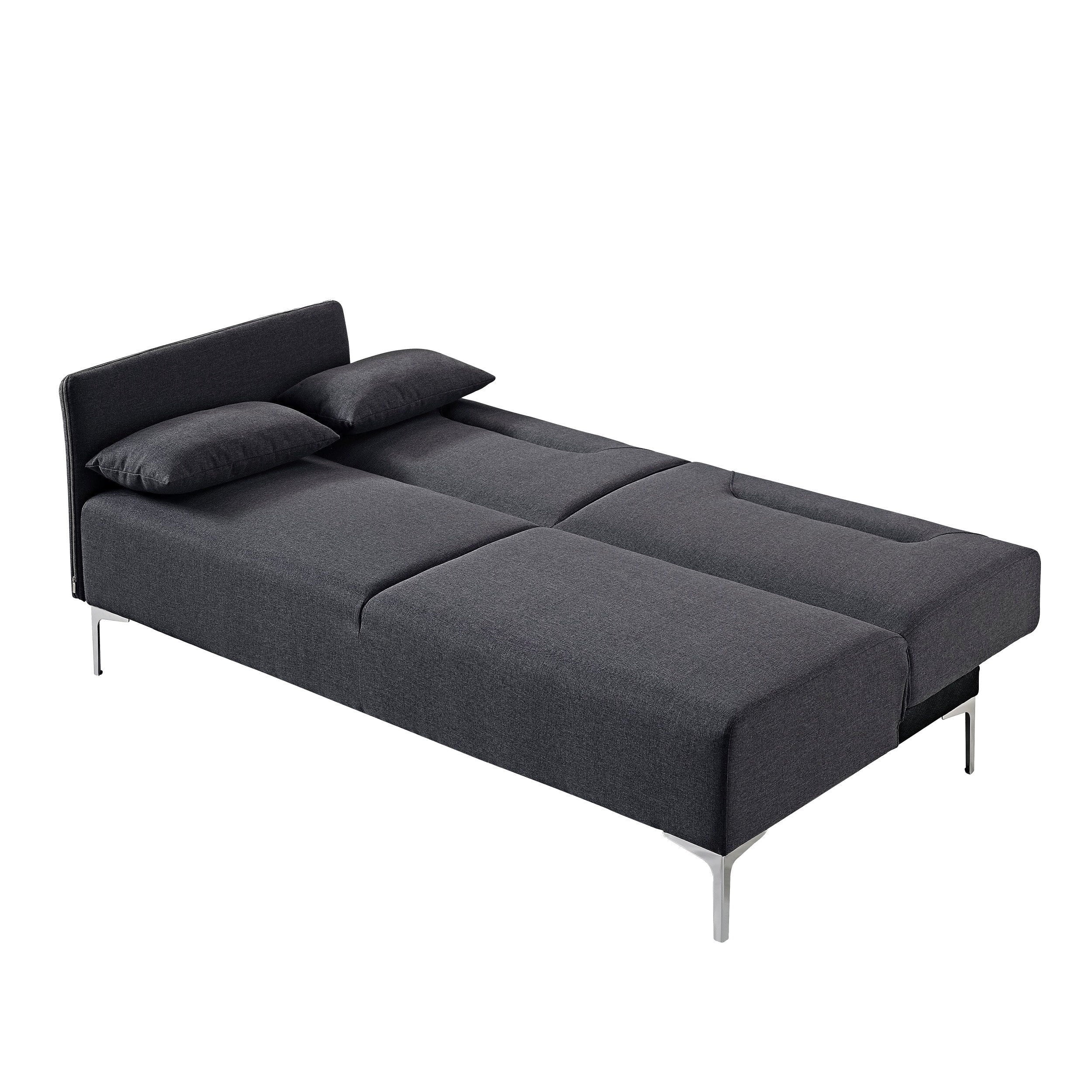 Contemporary Fabric Upholstered Right Facing 2-Piece Sleeper Sectional Sofa, Black O2338