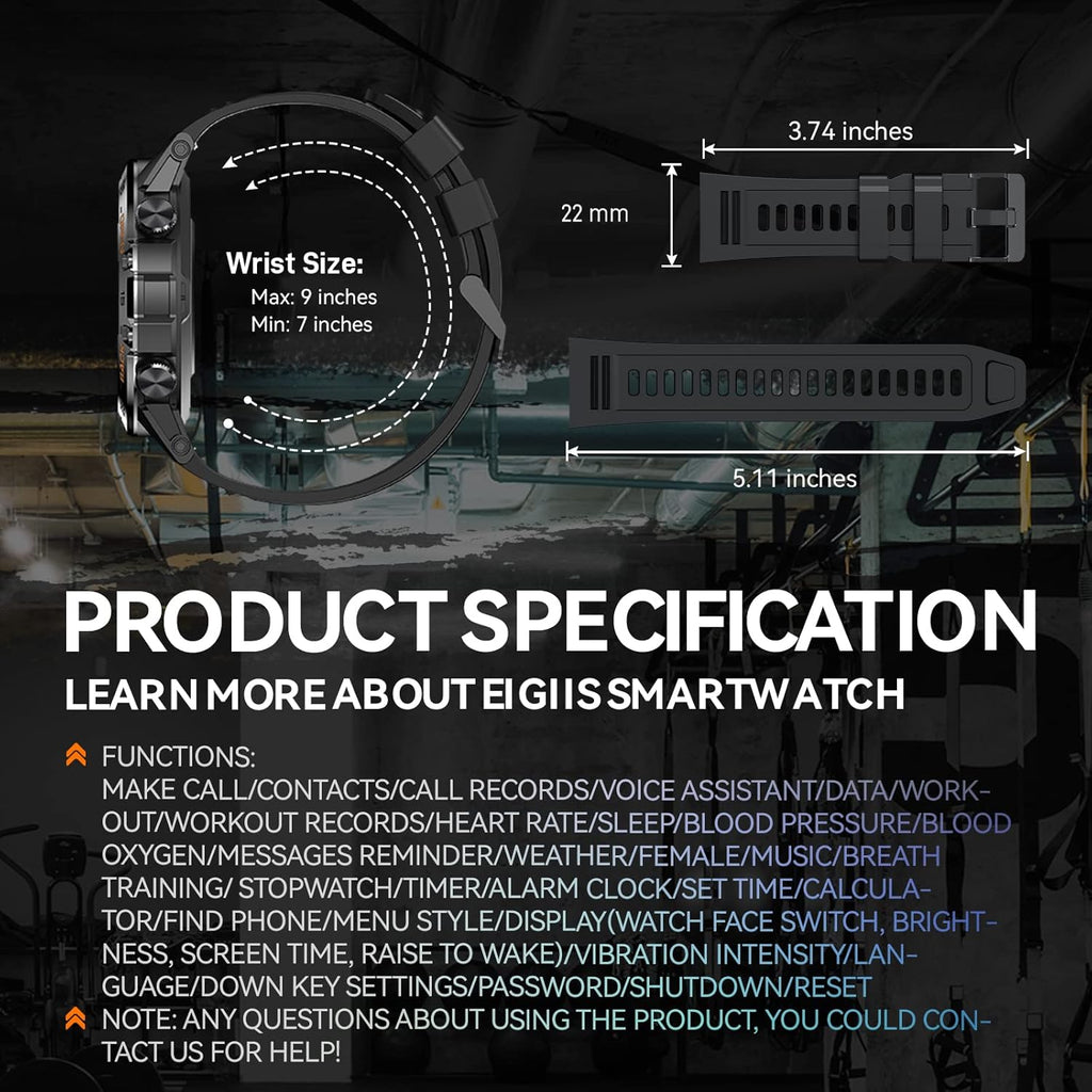 Rugged Tactical Smart Watch with HD Screen, Heart Rate Monitor, Fitness Tracker C8438