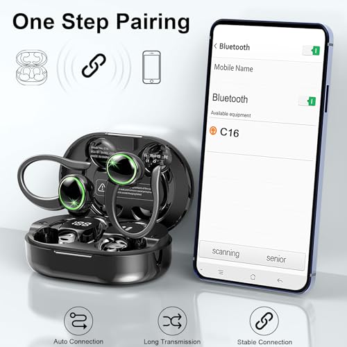 Wireless Earbuds Bluetooth 5.4 with Noise Cancelling Mic, IP7 Waterproof for Running R64733