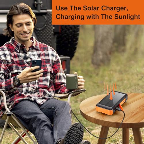 Solar Power Bank 20000mAh with Hand Crank, 4 Cables, and LED Flashlight S6880