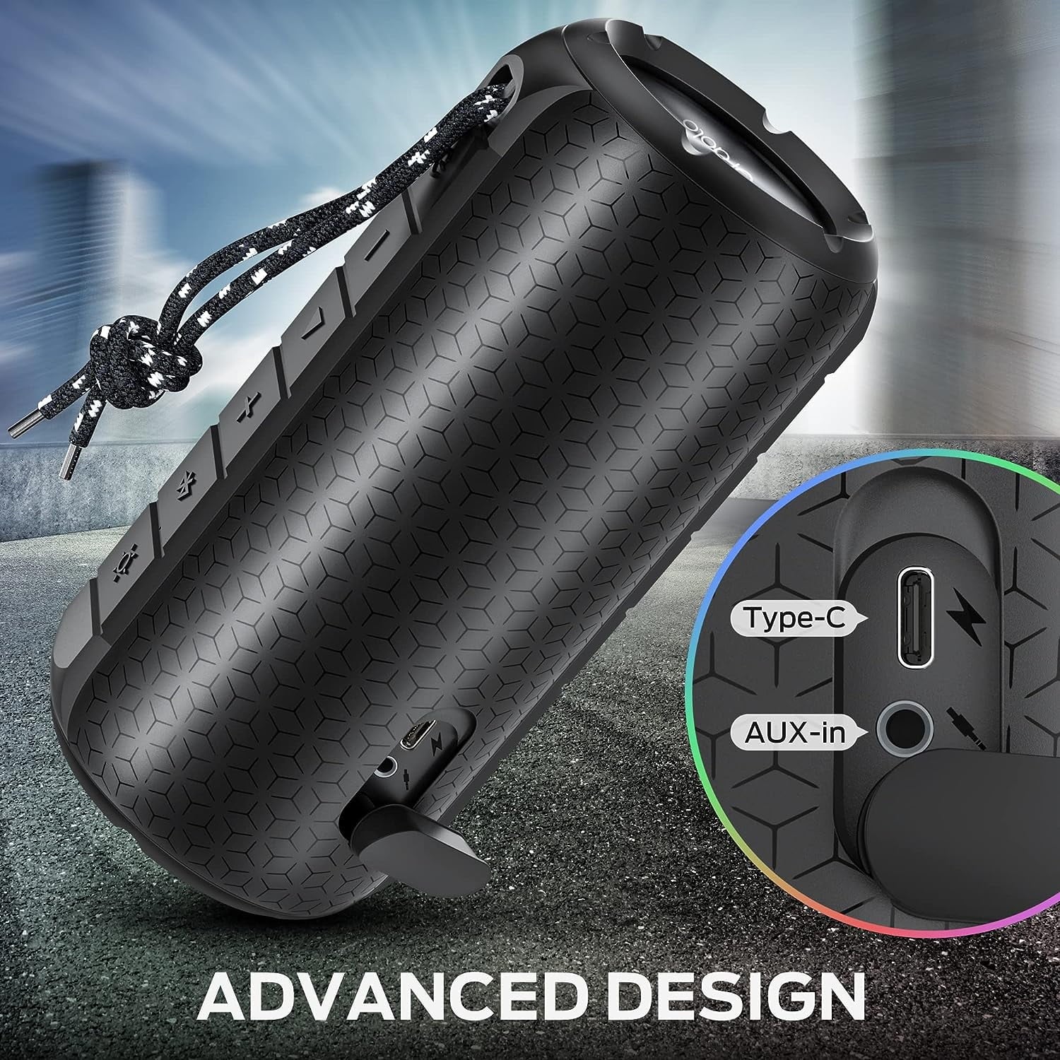 Portable Bluetooth Speaker with 24W Stereo Sound and RGB Lights Y3338