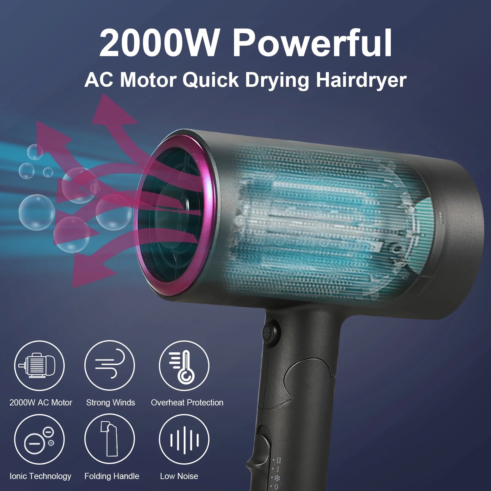 Ionic Hair Dryer 1800W for Fast Drying B30362
